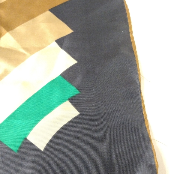 Echo Silk Scarf Vintage Geometric Pattern Large 31" square - Picture 7 of 9